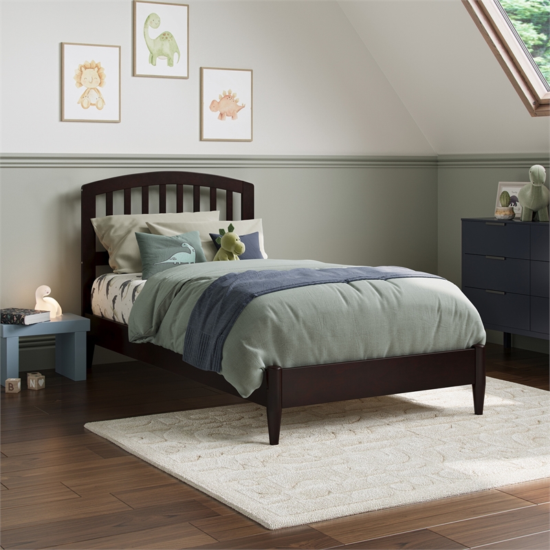 Quincy Twin Wood Low Profile Platform Bed in Espresso