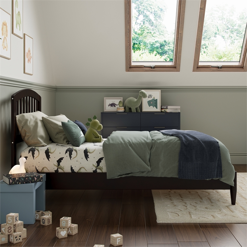 Quincy Twin Wood Low Profile Platform Bed in Espresso