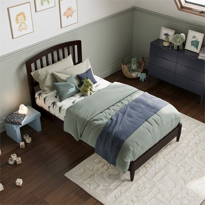 Quincy Twin Wood Low Profile Platform Bed in Espresso
