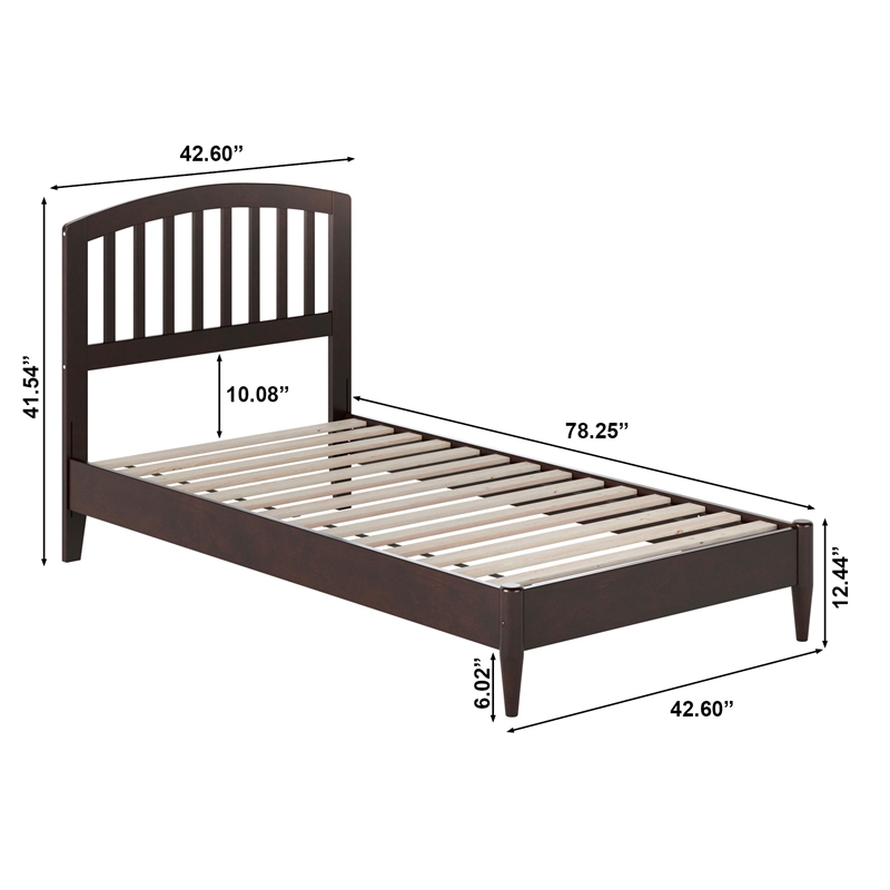 Quincy Twin Wood Low Profile Platform Bed in Espresso