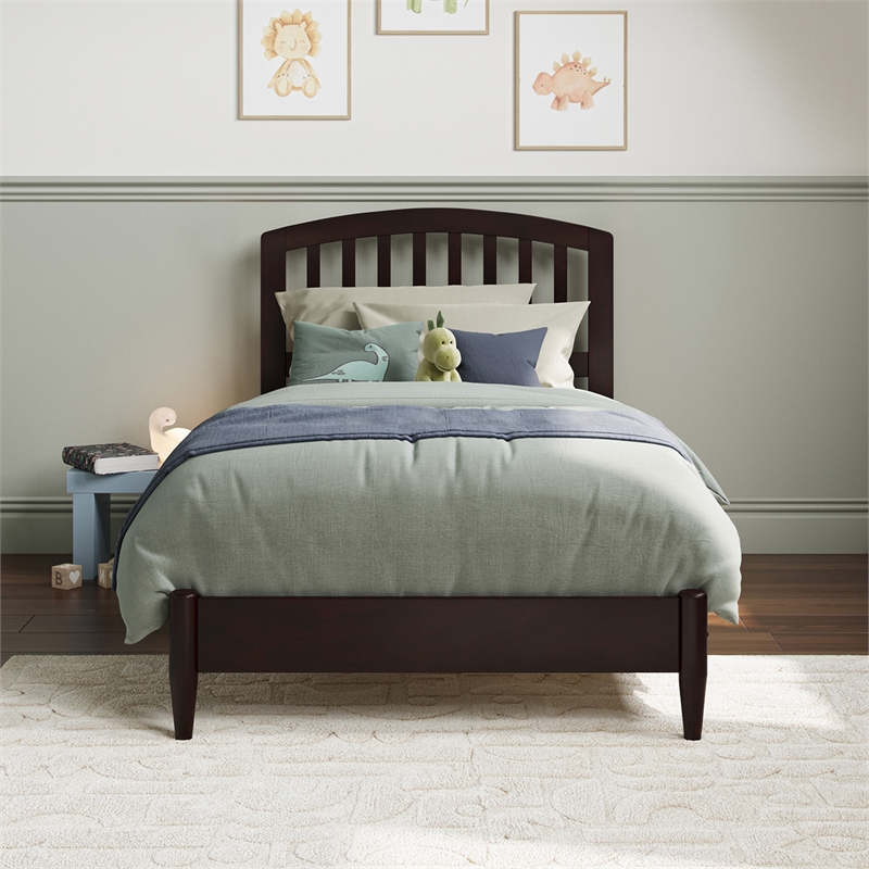 Quincy Twin Wood Low Profile Platform Bed in Espresso