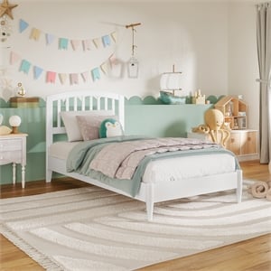 afi quincy twin solid wood low profile platform bed in white