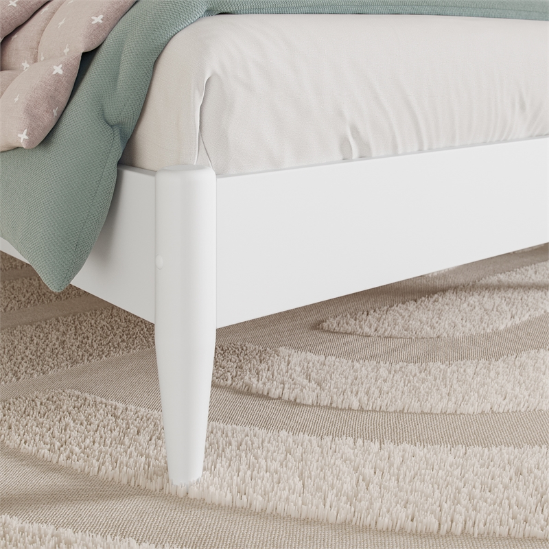 Quincy Twin Wood Low Profile Platform Bed in White