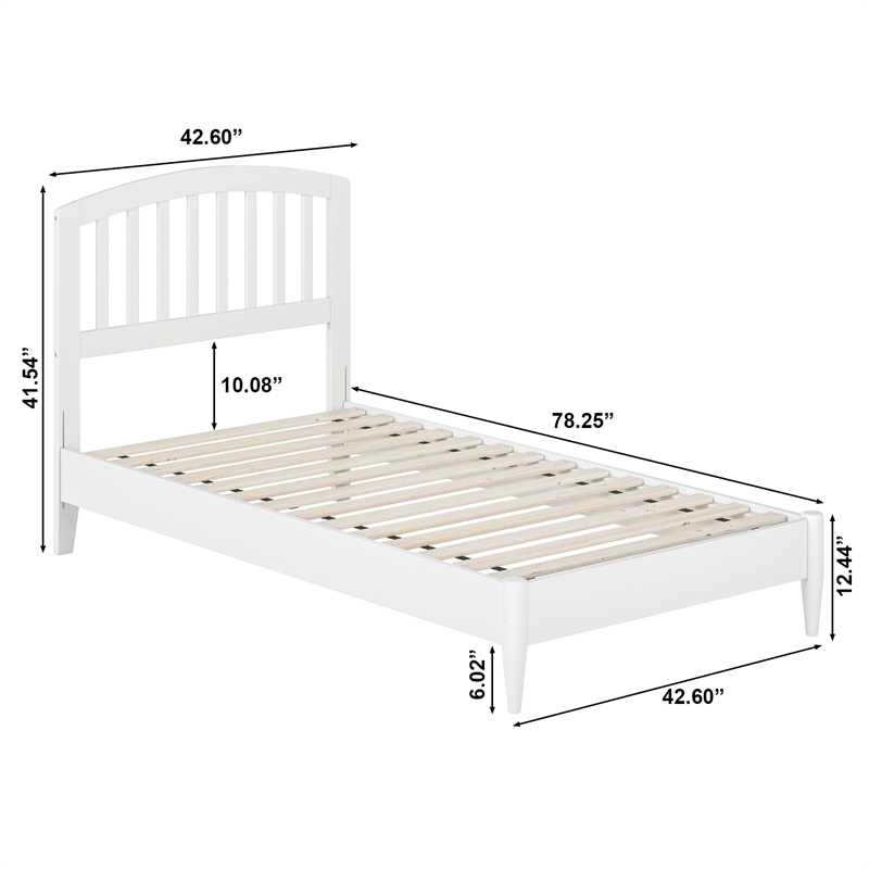 Quincy Twin Wood Low Profile Platform Bed in White