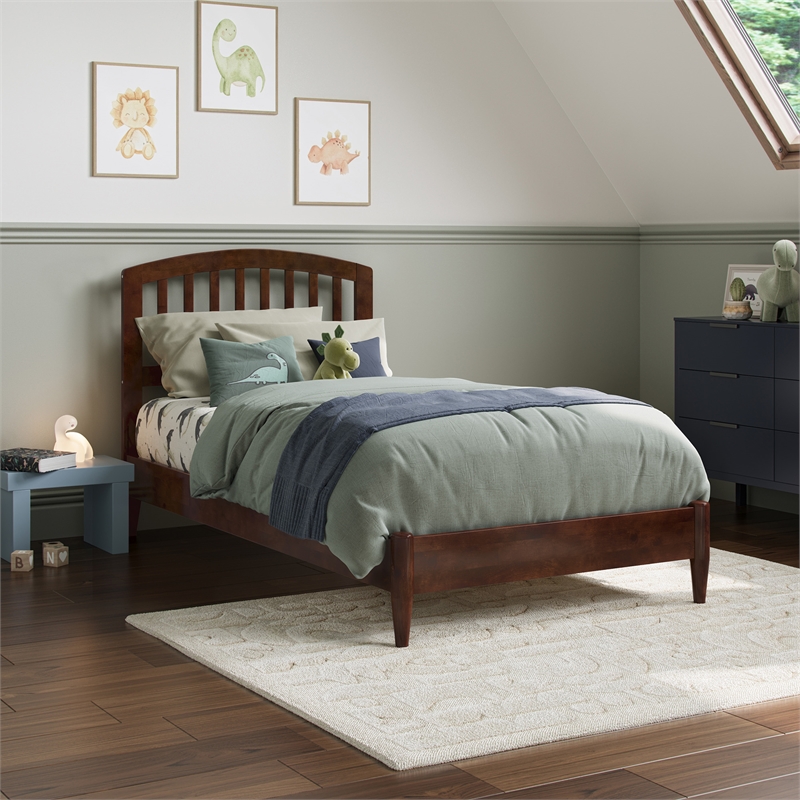 Quincy Twin Wood Low Profile Platform Bed in Walnut