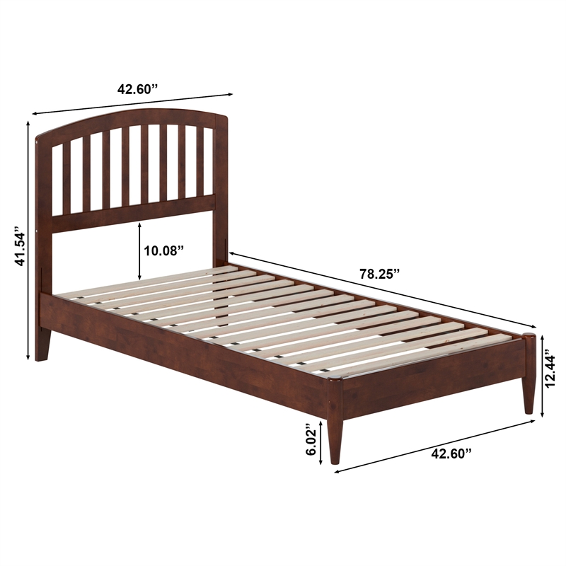 Quincy Twin Wood Low Profile Platform Bed in Walnut