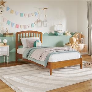 Quincy Twin Wood Low Profile Platform Bed in Light Toffee