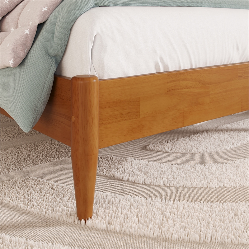 Quincy Twin Wood Low Profile Platform Bed in Light Toffee