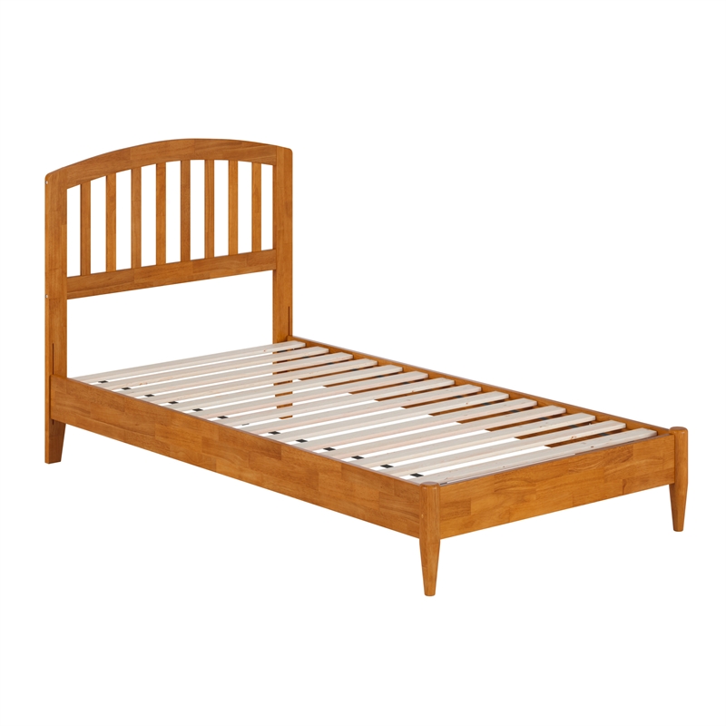 Quincy Twin Wood Low Profile Platform Bed in Light Toffee