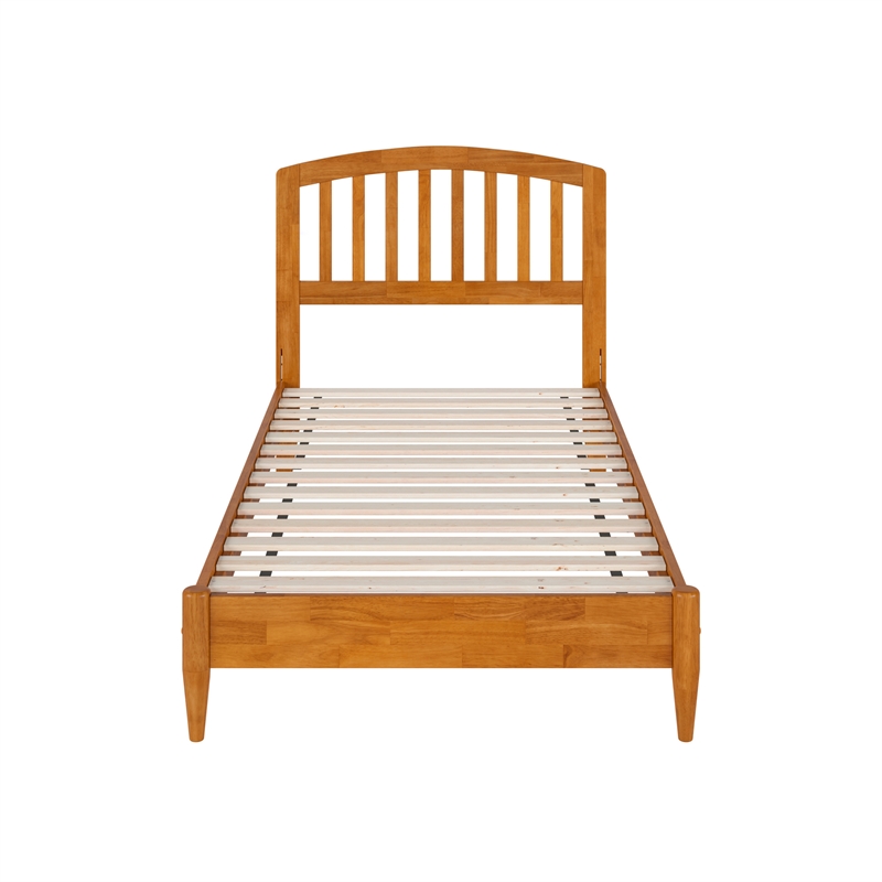 Quincy Twin Wood Low Profile Platform Bed in Light Toffee