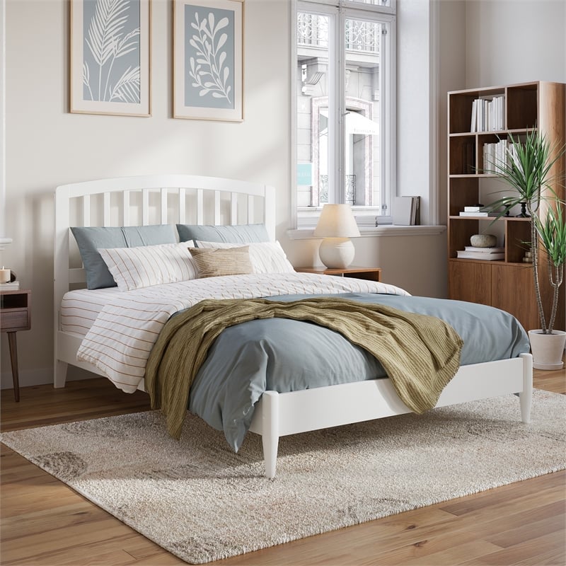 Quincy Full Wood Low Profile Platform Bed in White