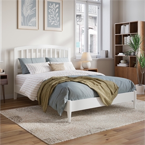 quincy full wood low profile platform bed in white