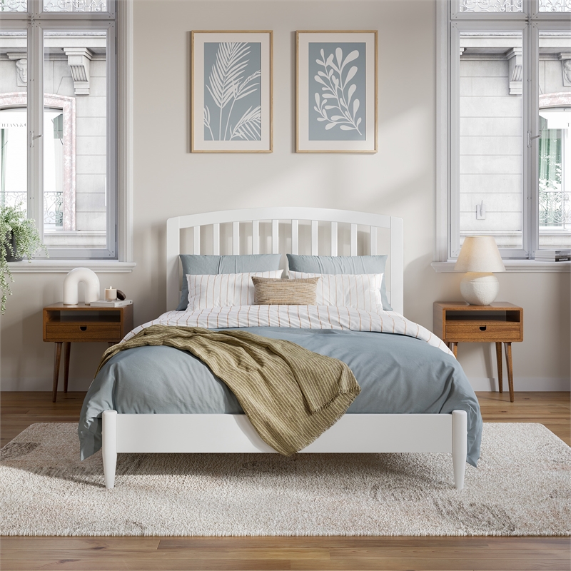 Quincy Full Wood Low Profile Platform Bed in White