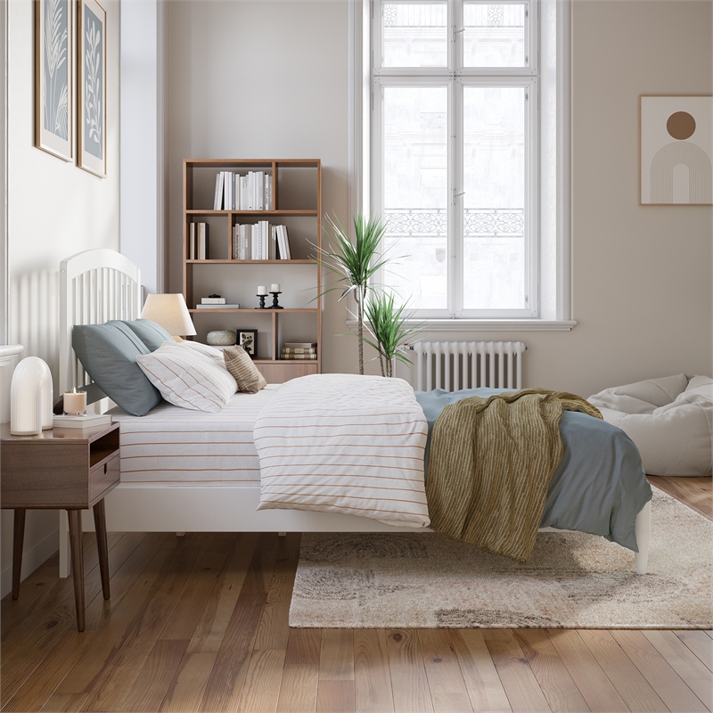 Quincy Full Wood Low Profile Platform Bed in White