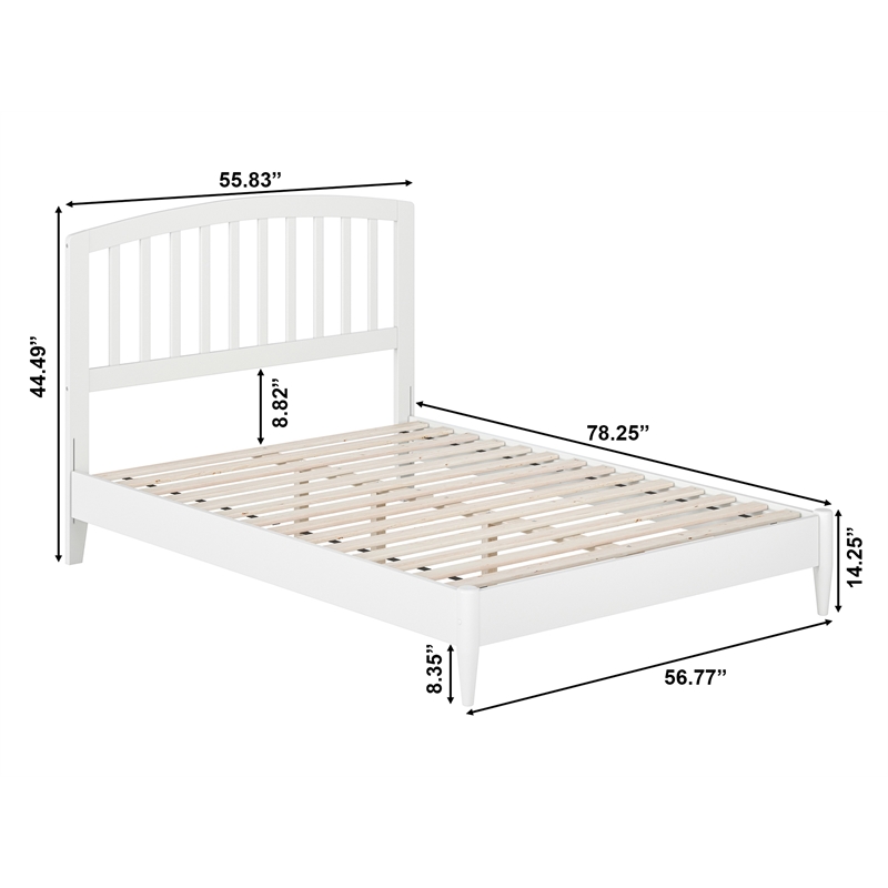 Quincy Full Wood Low Profile Platform Bed in White