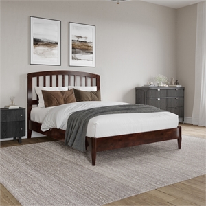afi quincy full solid wood low profile platform bed in walnut