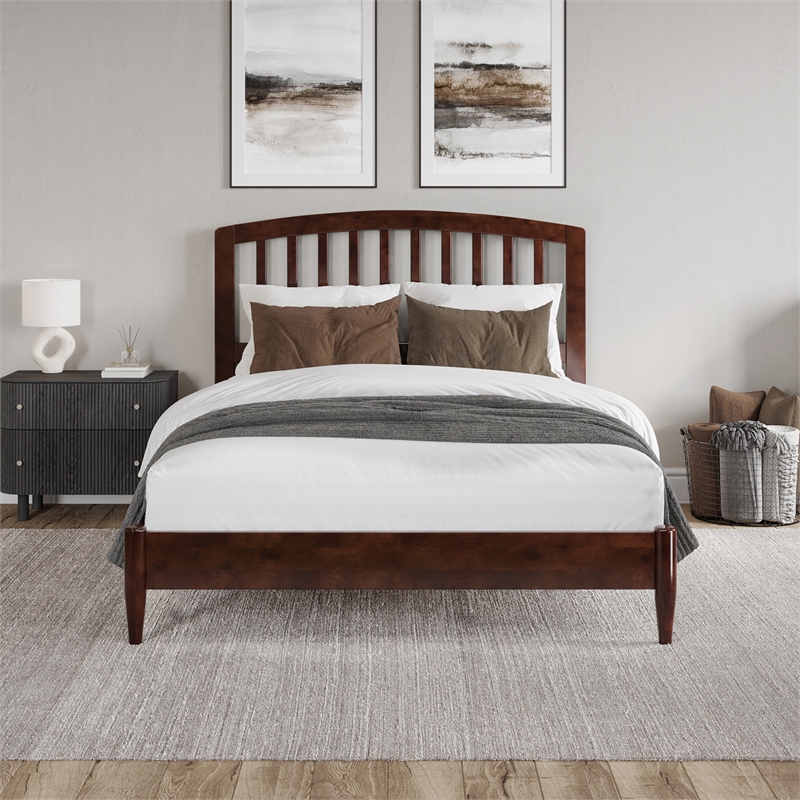 Quincy Full Wood Low Profile Platform Bed in Walnut