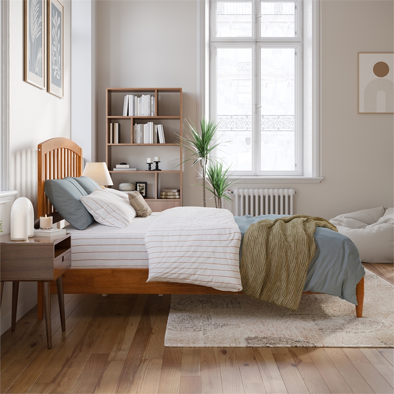 Quincy Full Wood Low Profile Platform Bed in Light Toffee