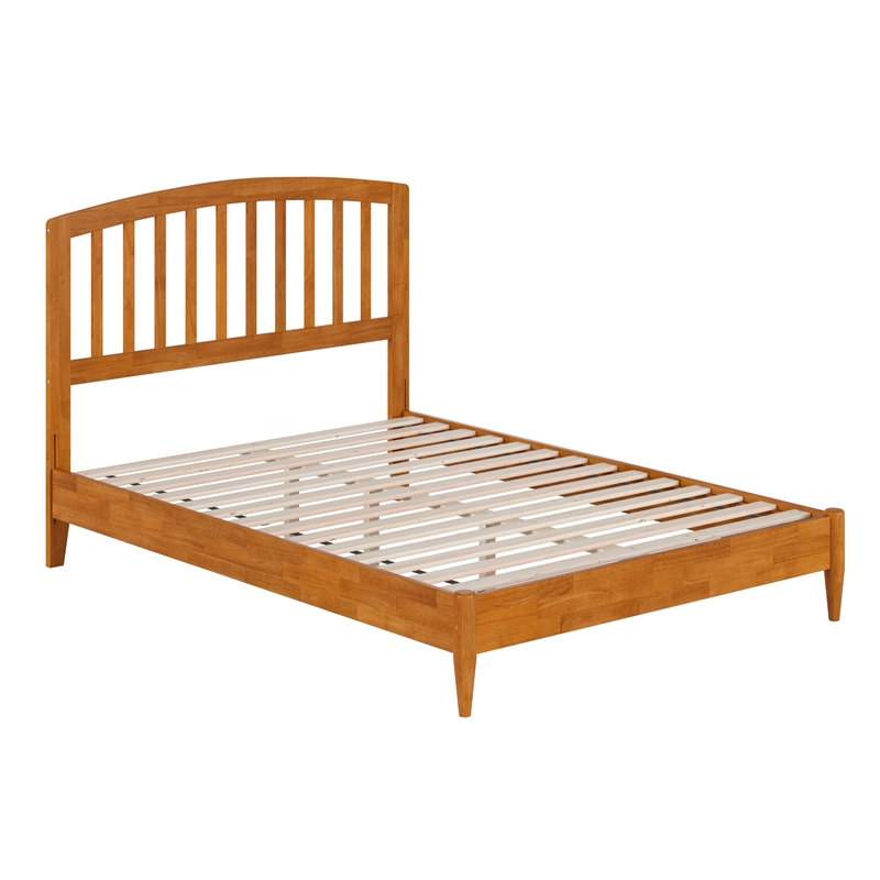 Quincy Full Wood Low Profile Platform Bed in Light Toffee