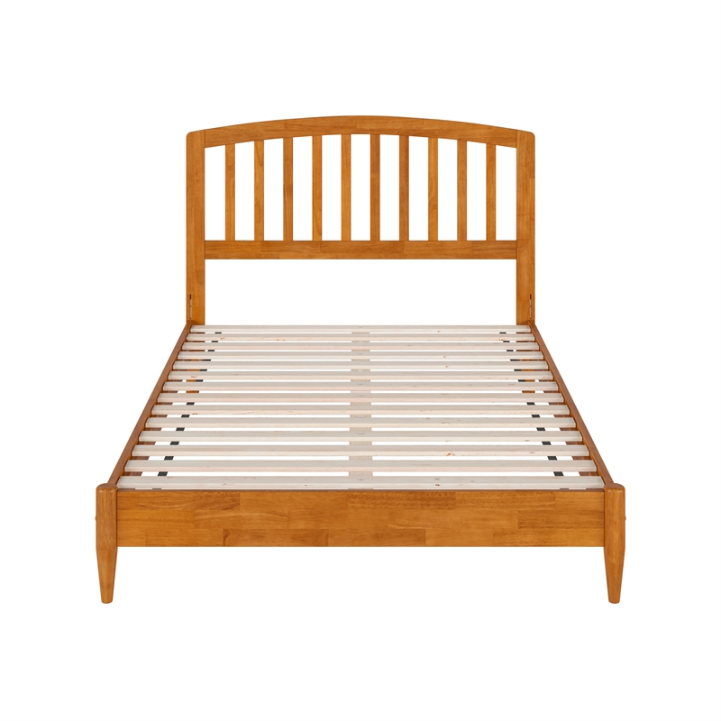 Quincy Full Wood Low Profile Platform Bed in Light Toffee
