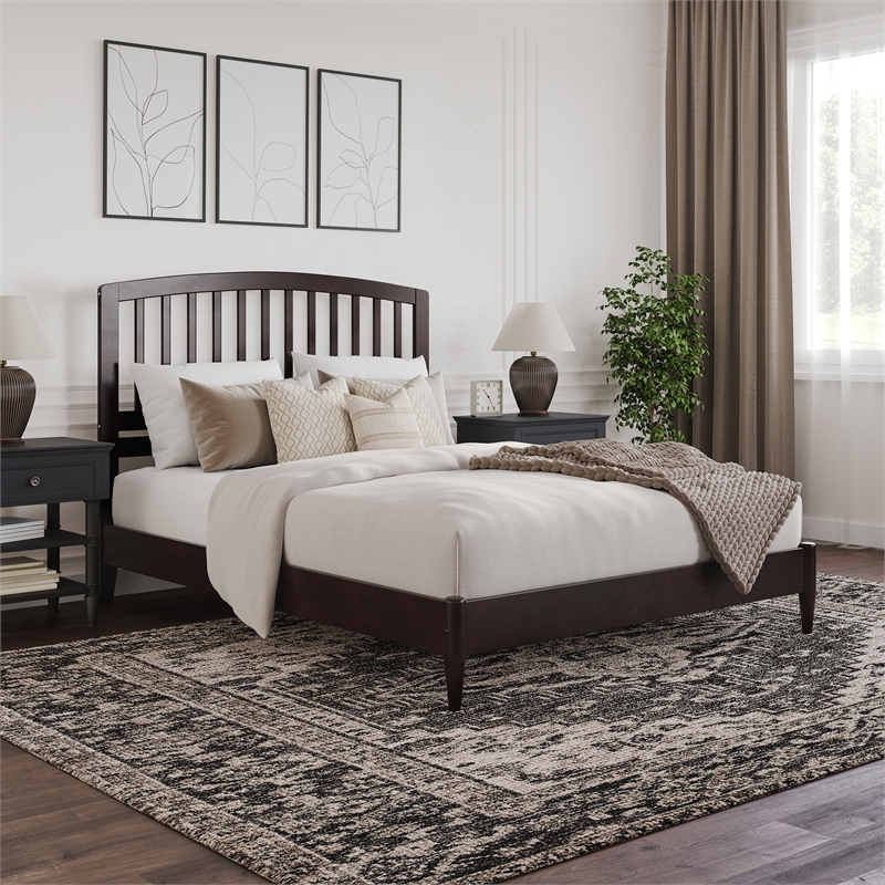 Quincy Queen Wood Low Profile Platform Bed in Espresso