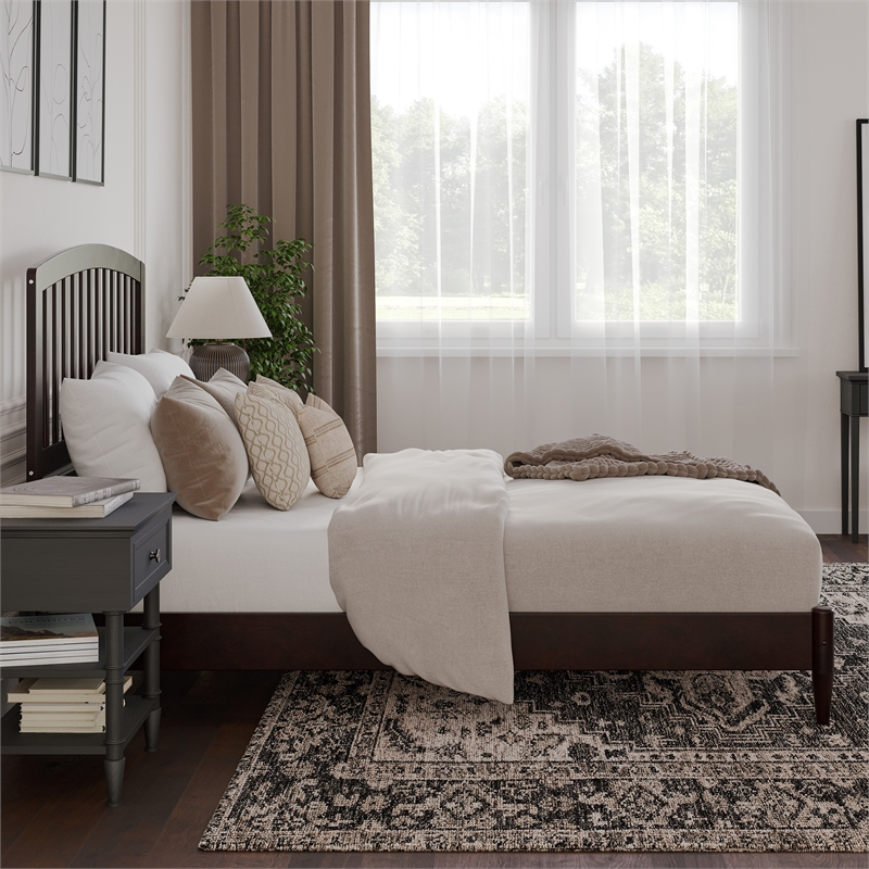 Quincy Queen Wood Low Profile Platform Bed in Espresso