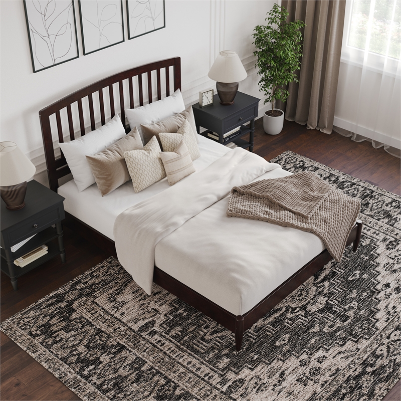 Quincy Queen Wood Low Profile Platform Bed in Espresso