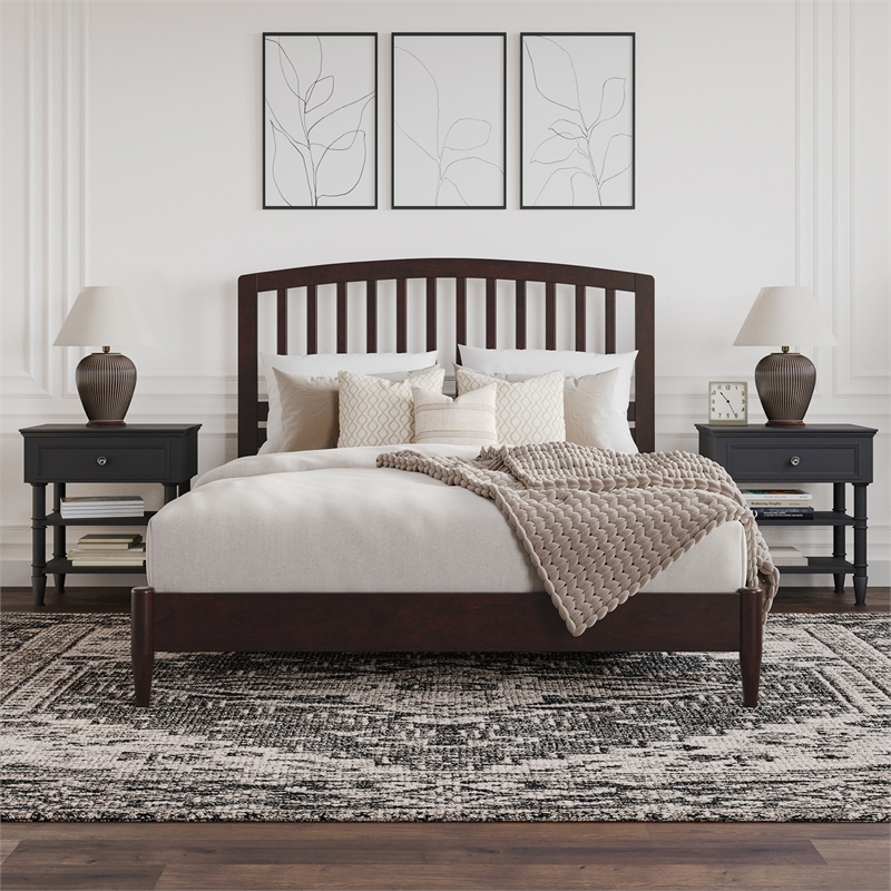 Quincy Queen Wood Low Profile Platform Bed in Espresso