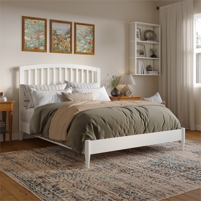 Quincy Queen Wood Low Profile Platform Bed in White