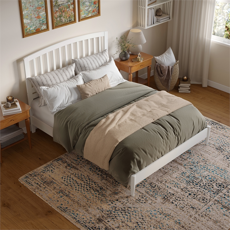 Quincy Queen Wood Low Profile Platform Bed in White