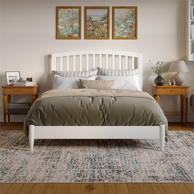 Quincy Queen Wood Low Profile Platform Bed in White
