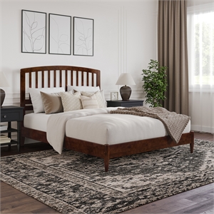 afi quincy queen solid wood low profile platform bed in walnut