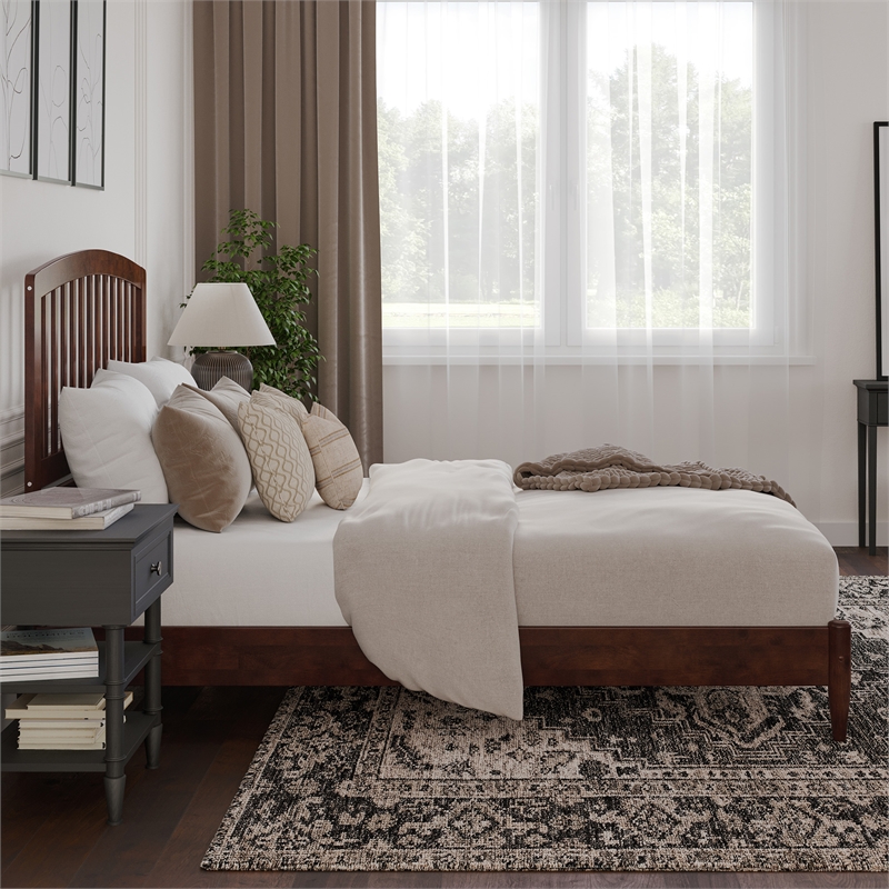 Quincy Queen Wood Low Profile Platform Bed in Walnut