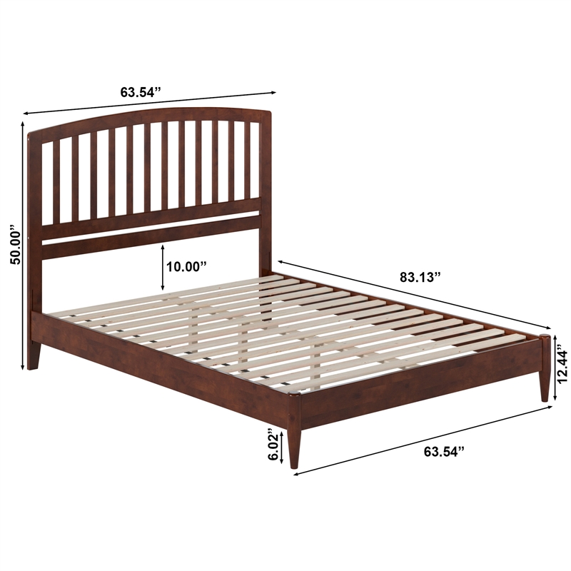 Quincy Queen Wood Low Profile Platform Bed in Walnut