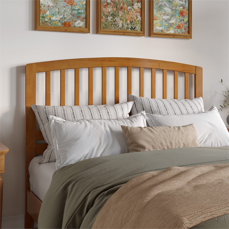 Quincy Queen Wood Low Profile Platform Bed in Light Toffee