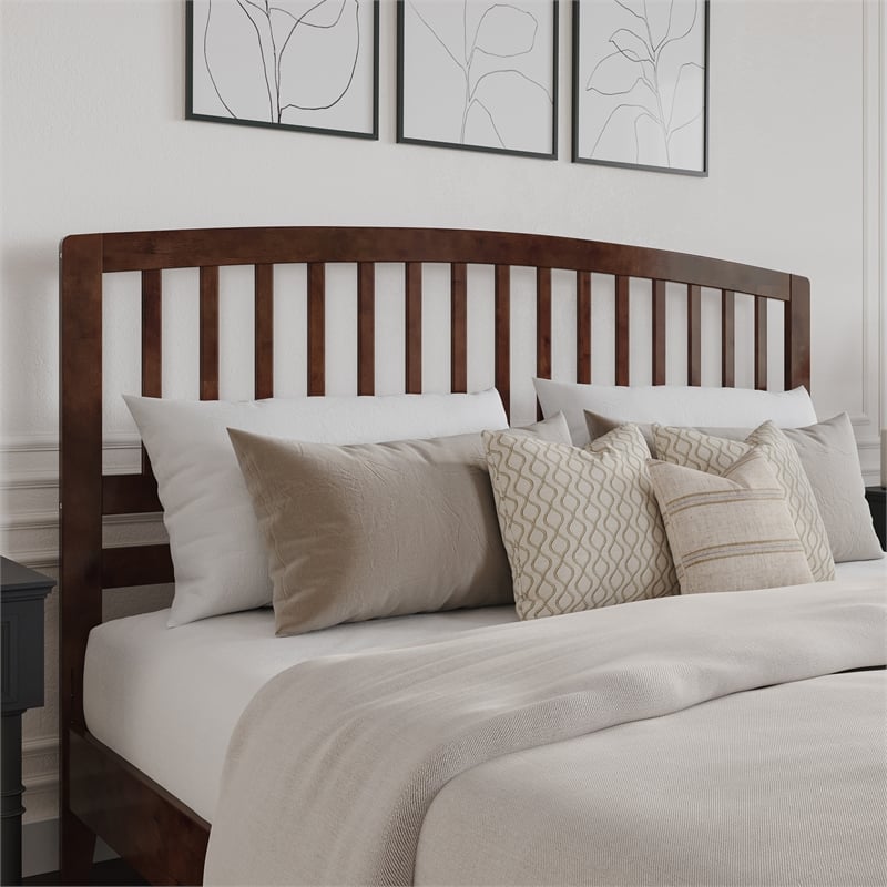 Quincy King Wood Low Profile Platform Bed in Walnut