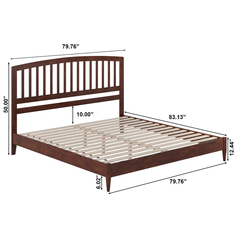 Quincy King Wood Low Profile Platform Bed in Walnut