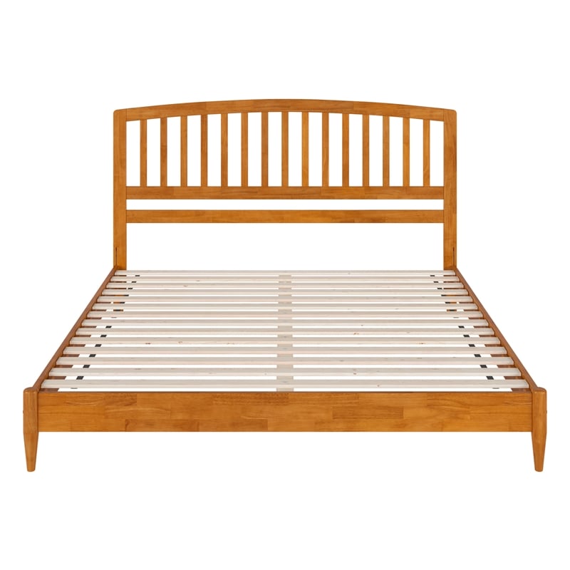Quincy King Wood Low Profile Platform Bed in Light Toffee
