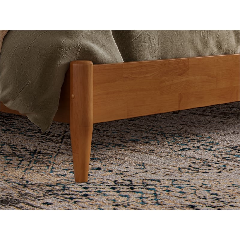 Quincy King Wood Low Profile Platform Bed in Light Toffee