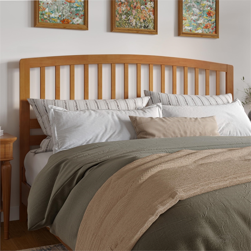 Quincy King Wood Low Profile Platform Bed in Light Toffee