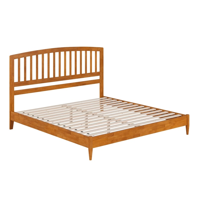 Quincy King Wood Low Profile Platform Bed in Light Toffee