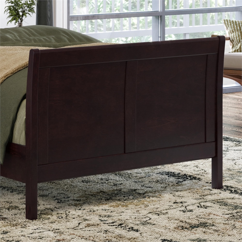 Valencia Twin XL Wood Low Profile Platform Bed w/ Matching Footboard in Espresso