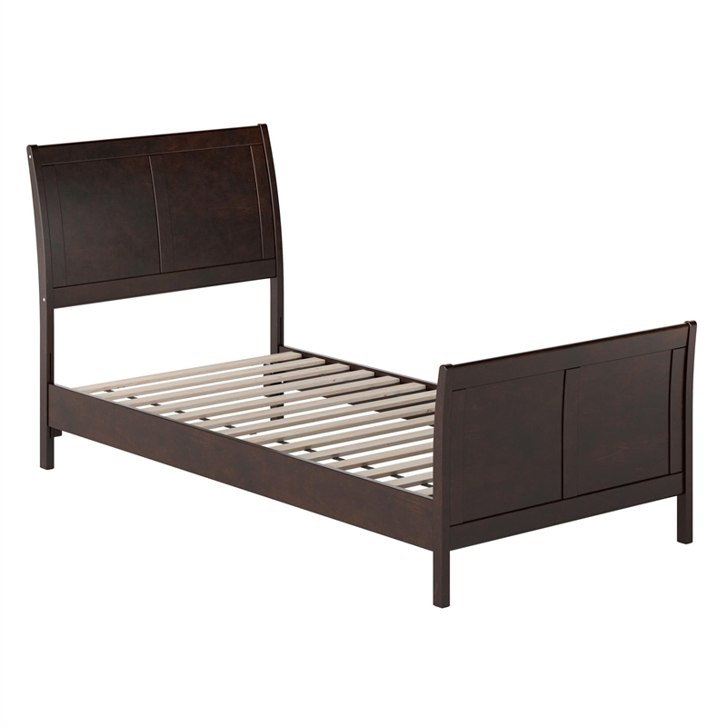 Valencia Twin XL Wood Low Profile Platform Bed w/ Matching Footboard in Espresso