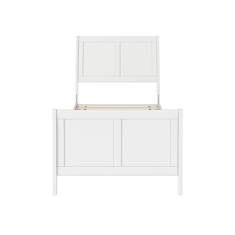Valencia Twin Wood Low Profile Sleigh Platform Bed w/Matching Footboard in White