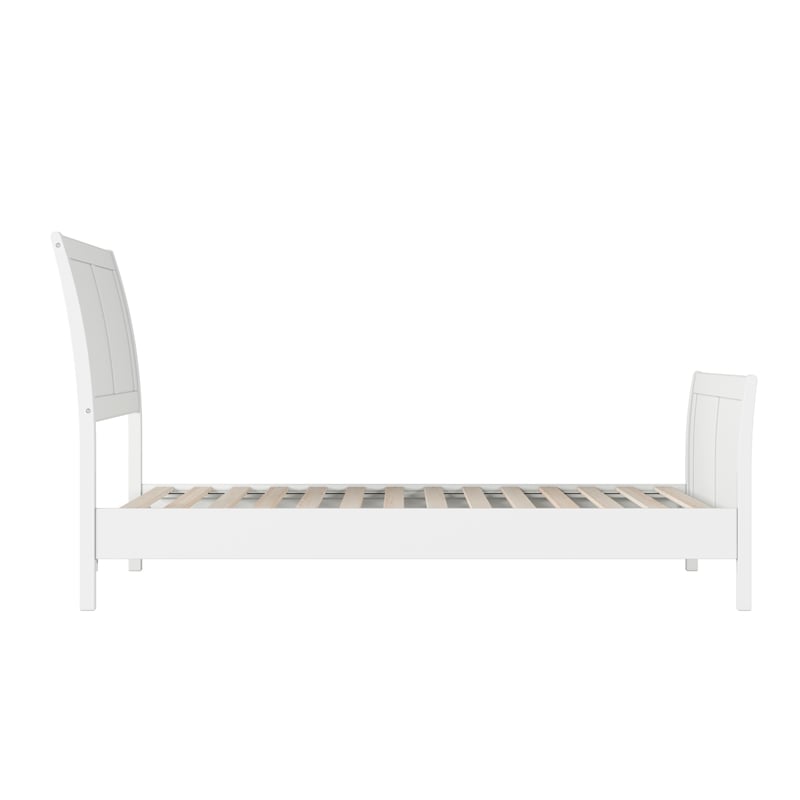 Valencia Twin Wood Low Profile Sleigh Platform Bed w/Matching Footboard in White