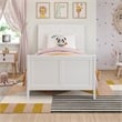 Valencia Twin Wood Low Profile Sleigh Platform Bed w/Matching Footboard in White