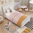 Valencia Twin Wood Low Profile Sleigh Platform Bed w/Matching Footboard in White