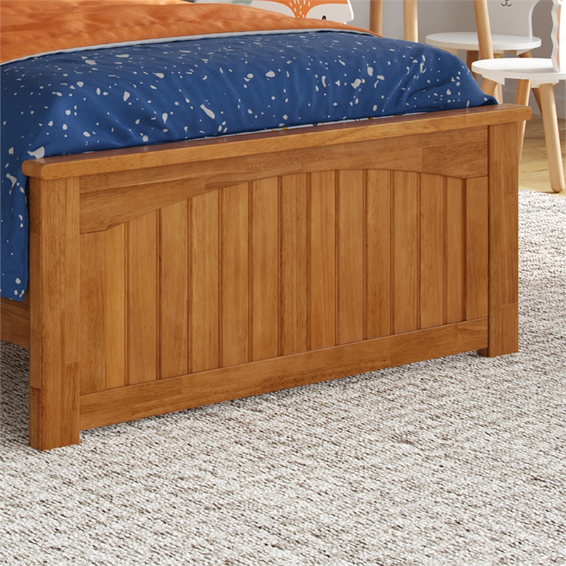 Naples Twin Low Profile Platform Bed with Matching Footboard in Light Toffee