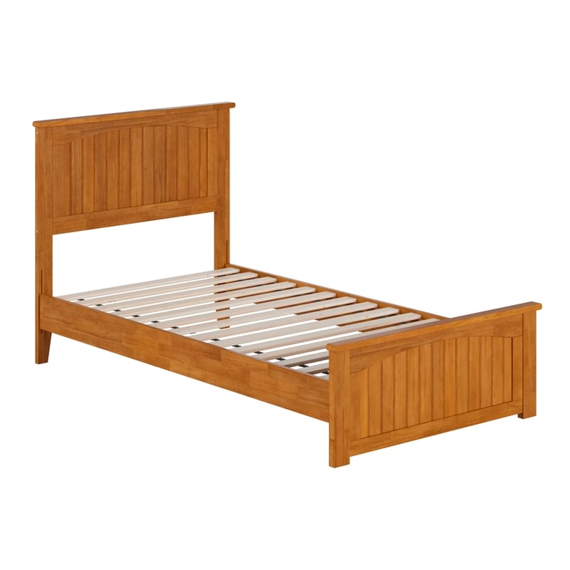 Naples Twin Low Profile Platform Bed with Matching Footboard in Light Toffee