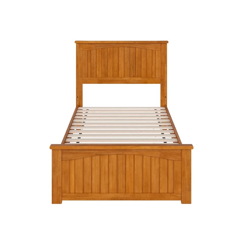 Naples Twin Low Profile Platform Bed with Matching Footboard in Light Toffee